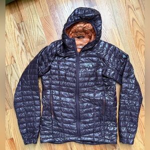 Mountain Hardwear Ghost Whisperer Hooded Down Jacket Eggplant and Orange Size M